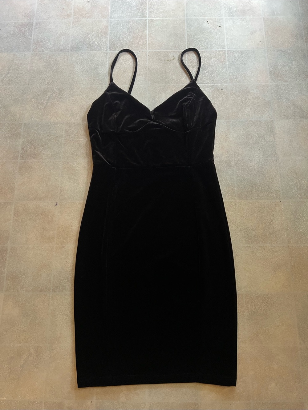 H&M Black Velvet Spaghetti-Strap Mini Dress